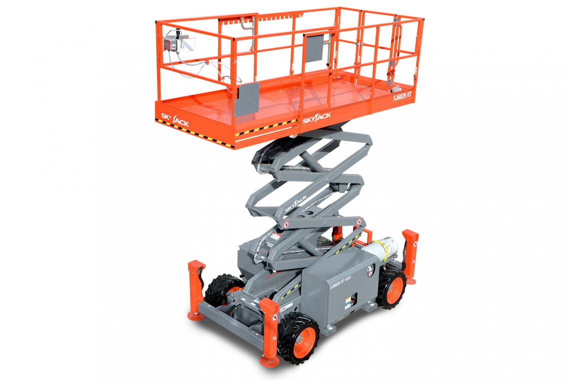 12m Rough Terrain Scissor Lift for hire in Auckland